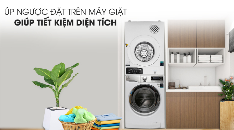 Đặt chồng ngược lên máy giặt - Máy sấy Electrolux 7 Kg EDV705HQWA Đặt chồng ngược lên máy giặt - Máy sấy Electrolux 7 Kg EDV705HQWA