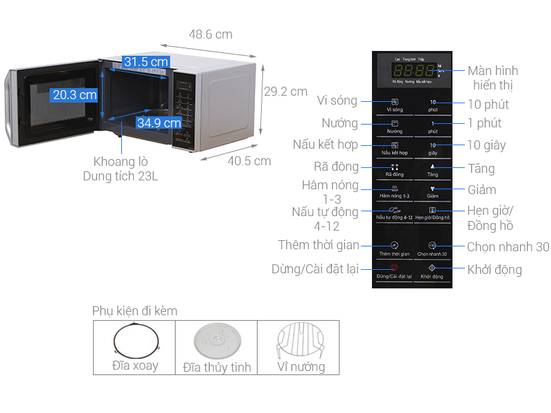 Thông số kỹ thuật Lò vi sóng Panasonic NN-GT35HMYUE 23 lít