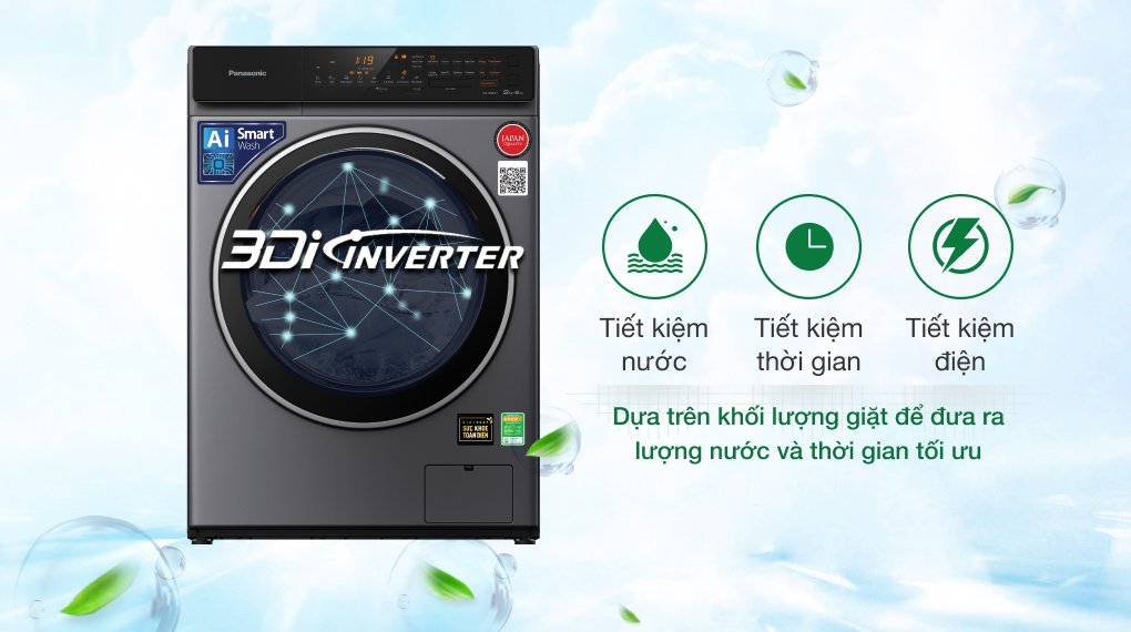 Máy giặt sấy Panasonic Inverter 9 kg NA-S96FC1LVT - Công nghệ tiết kiệm điện Máy giặt sấy Panasonic Inverter 9 kg NA-S96FC1LVT - Công nghệ tiết kiệm điện