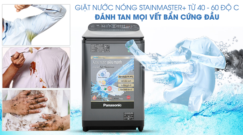 Giặt nước nóng StainMaster+ - Máy giặt Panasonic Inverter 11.5 Kg NA-FD11VR1BV Giặt nước nóng StainMaster+ - Máy giặt Panasonic Inverter 11.5 Kg NA-FD11VR1BV