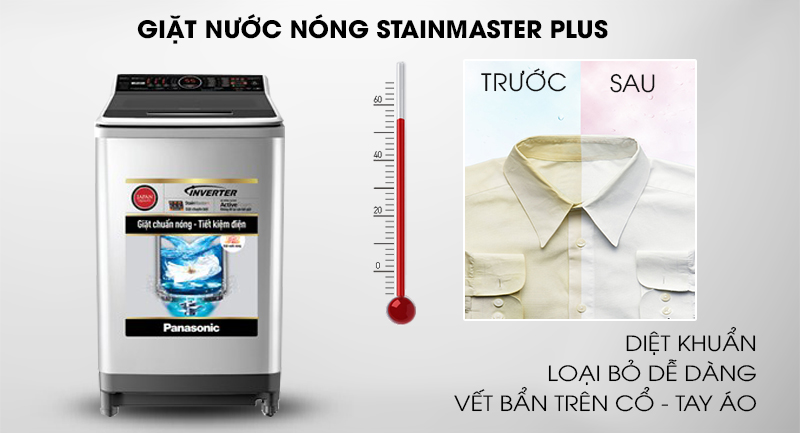 Máy giặt Panasonic Inverter 16 Kg NA-FS16V7SRV-Diệt khuẩn, loại bỏ vết bẩn cứng đầu cùng công nghệ StainMaster+ Máy giặt Panasonic Inverter 16 Kg NA-FS16V7SRV-Diệt khuẩn, loại bỏ vết bẩn cứng đầu cùng công nghệ StainMaster+