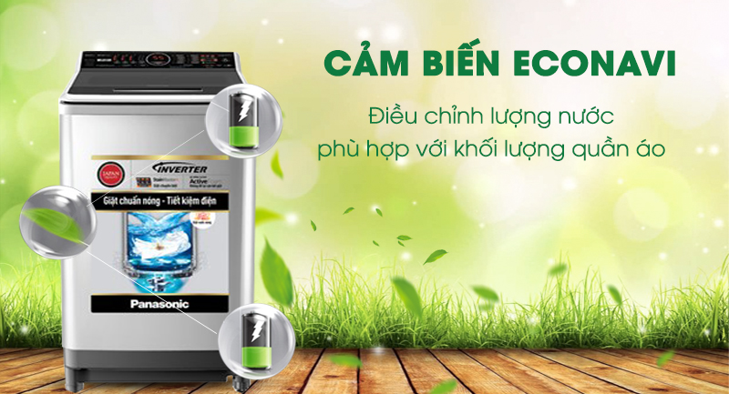 Máy giặt Panasonic Inverter 16 Kg NA-FS16V7SRV-Sử dụng nước hiệu quả với công nghệ cảm biến sinh thái Econavi Máy giặt Panasonic Inverter 16 Kg NA-FS16V7SRV-Sử dụng nước hiệu quả với công nghệ cảm biến sinh thái Econavi