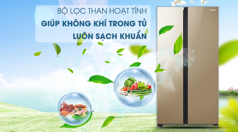 Lọc sạch không khí với bộ lọc than hoạt tính - Tủ lạnh Samsung Inverter 647 lít RS62R50014G/SV