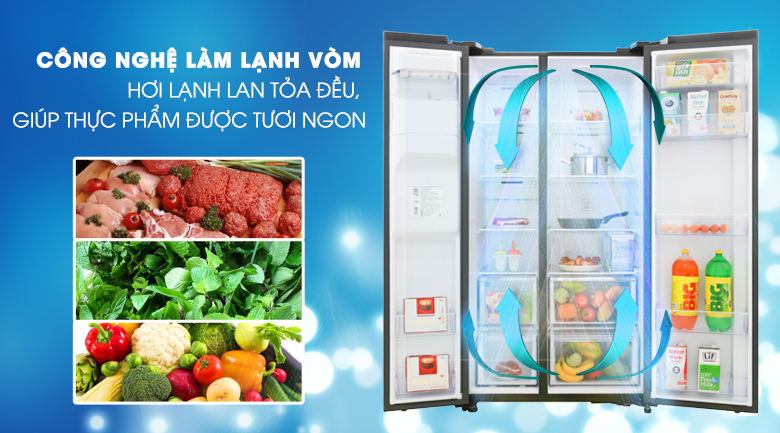 Làm lạnh tốt hơn với công nghệ làm lạnh vòm - Tủ lạnh Samsung Inverter 617 lít RS64R53012C/SV Làm lạnh tốt hơn với công nghệ làm lạnh vòm - Tủ lạnh Samsung Inverter 617 lít RS64R53012C/SV