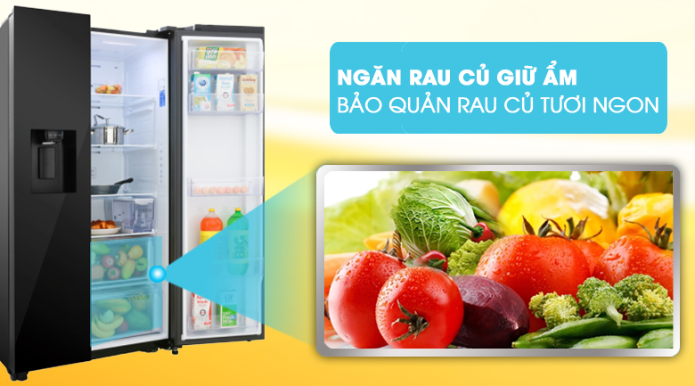 Ngăn rau củ giữ ẩm, bảo quản rau củ tươi ngon - Tủ lạnh Samsung Inverter 617 lít RS64R53012C/SV Ngăn rau củ giữ ẩm, bảo quản rau củ tươi ngon - Tủ lạnh Samsung Inverter 617 lít RS64R53012C/SV
