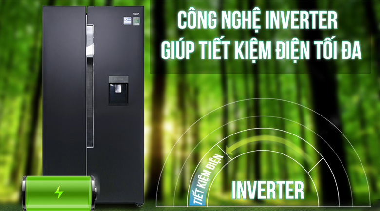 Inverter - Tủ lạnh Aqua Inverter 557 lít AQR-I565AS BS Inverter - Tủ lạnh Aqua Inverter 557 lít AQR-I565AS BS