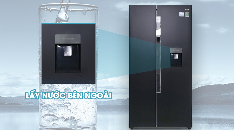 Lấy nước bên ngoài - Tủ lạnh Aqua Inverter 557 lít AQR-I565AS BS Lấy nước bên ngoài - Tủ lạnh Aqua Inverter 557 lít AQR-I565AS BS