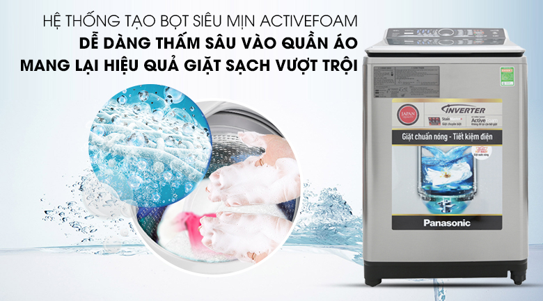 Hệ thống tạo bọt ActiveFoam - Máy giặt Panasonic Inverter 13.5 Kg NA-FS13V7SRV Hệ thống tạo bọt ActiveFoam - Máy giặt Panasonic Inverter 13.5 Kg NA-FS13V7SRV
