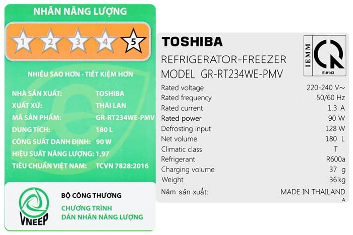 Tủ lạnh Toshiba Inverter 180 lít GR-RT234WE-PMV-10 (1)